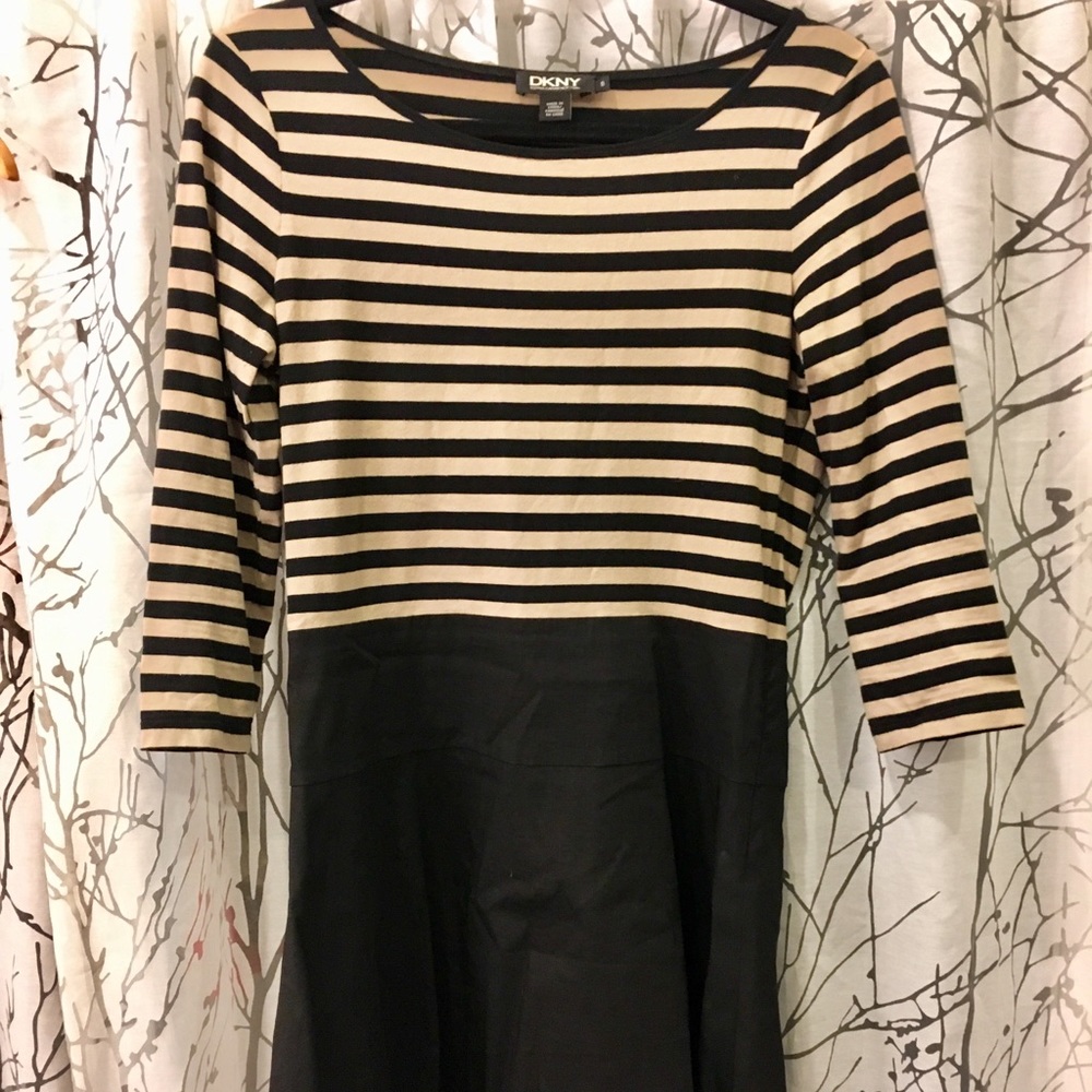 Creme and black stripe dress